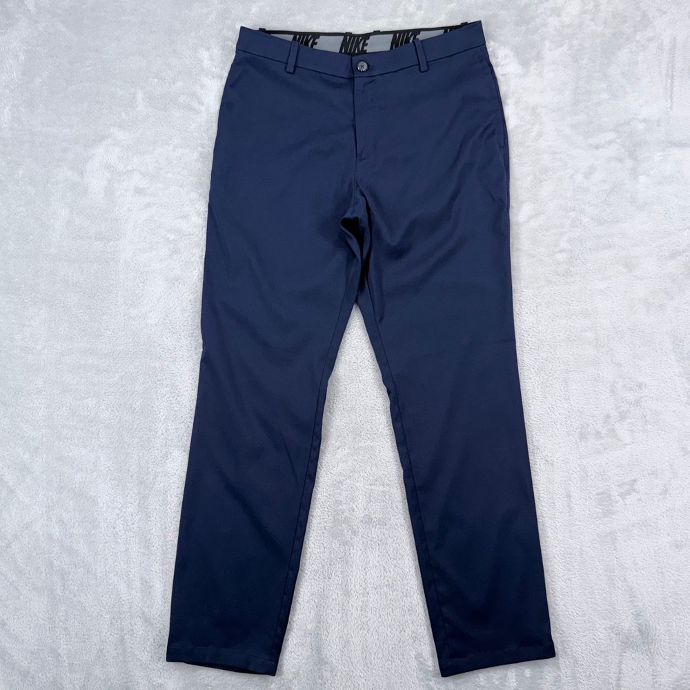 Nike Flex Dri-FIT Golf Chino Pants Mens 34x32 Navy Blue Slim Straight AJ5489